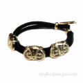 Braided Bracelet with Alloy Owl Charms, Made of Rayon Cord, Customized Designs Welcome